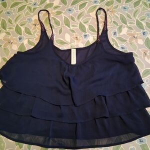 Navy Blue Layered Women's Top